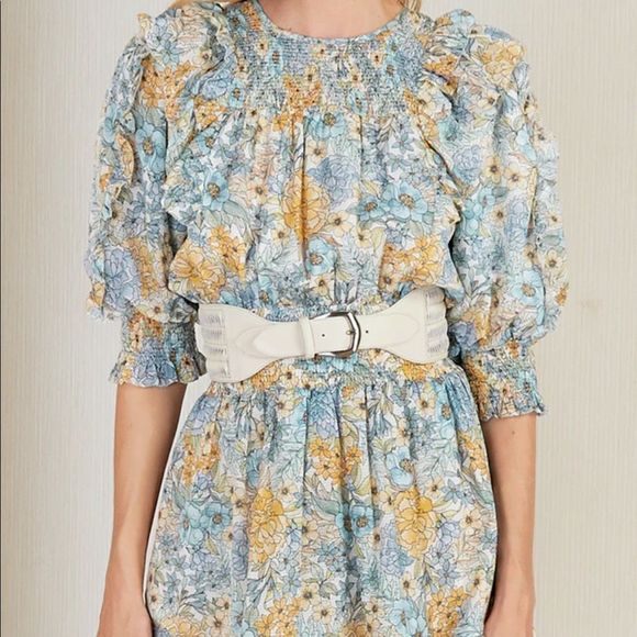 Magali Pascal Petal Dress Ruffle Puff Sleeve in Eden Print Size Small - Picture 4 of 12